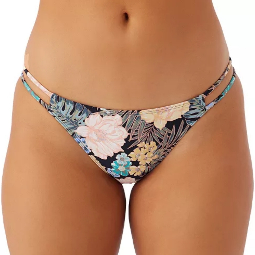 O'Neill Macaw Floral Tropical Side-Cutout Cheeky Bikini Bottoms